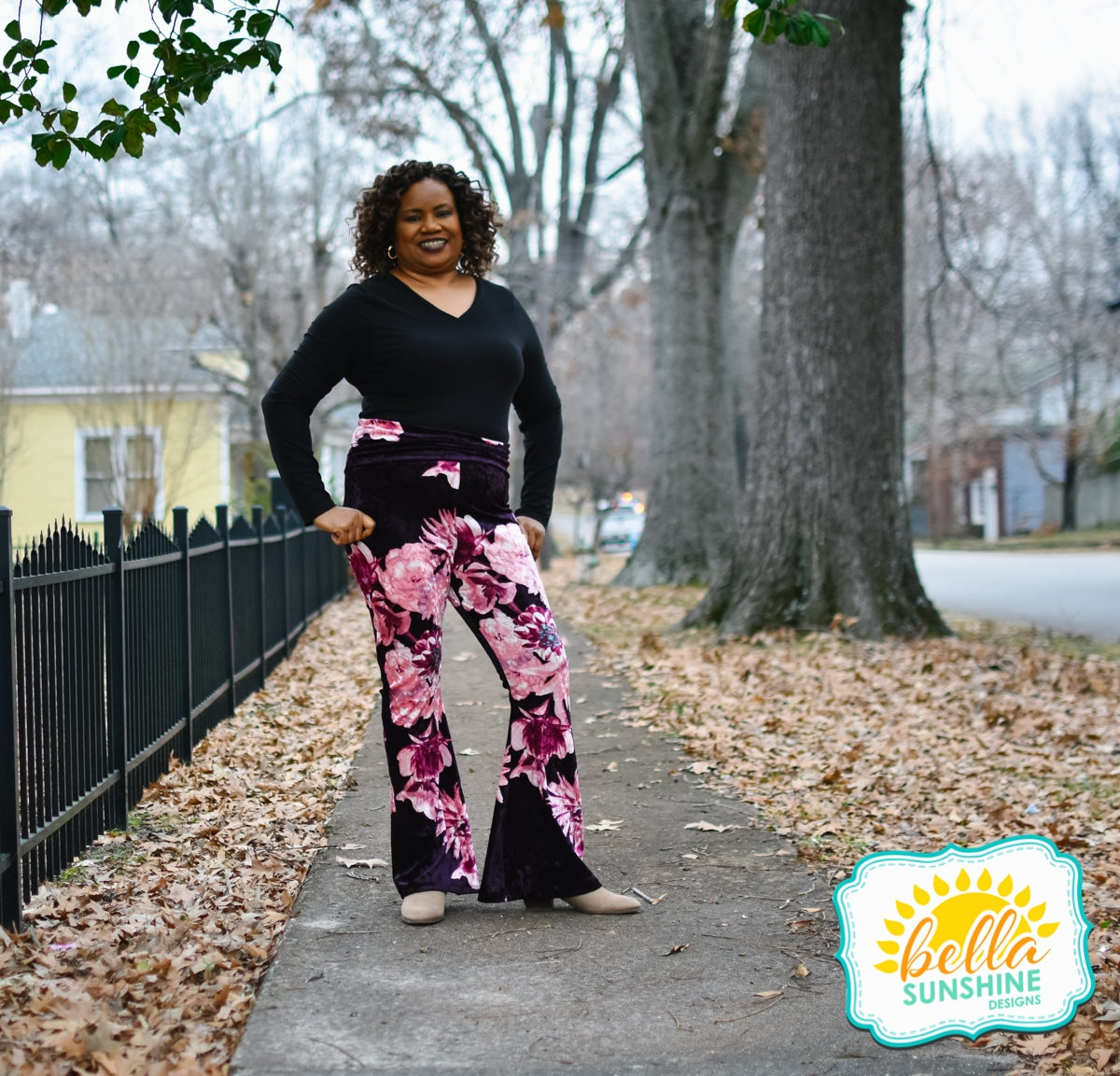 Bell bottom floral pants sale