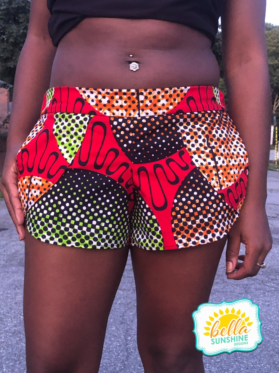 How to Cut and Sew Ankara Shorts with Side Pockets for Ladies
